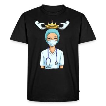 Infirmière infirmière couronne reine infirmière - T-shirt Premium bio Homme - noir - Devant - Nico (187cm)
