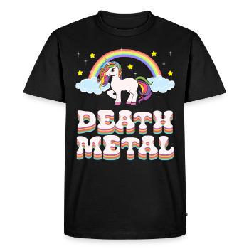 T-shirt arc-en-ciel licorne de Death Metal drôle - T-shirt Premium bio Homme - noir - Devant - Nico (187cm)