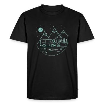 Mountains Nature Full Moon Van Life Camping Panel Van - Men's Premium Organic T-Shirt - black - Front - Nico (187cm)