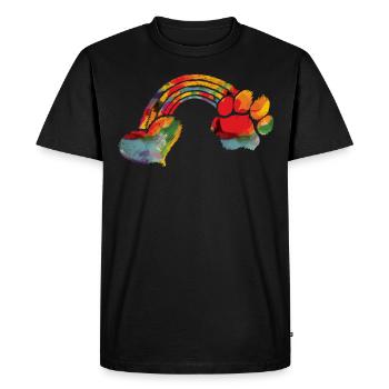 Arc-en-ciel coloré empreinte chien pattes chien - T-shirt Premium bio Homme - noir - Devant - Nico (187cm)