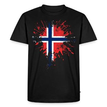 De vlag van Noorwegen - Mannen Premium Bio T-shirt - zwart - Voor - Nico (187cm)
