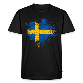 Suède Pavillon - T-shirt Premium bio Homme - noir - Devant - Nico (187cm)