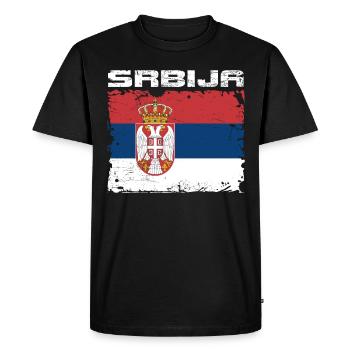 Serbie Drapeau Srbija - T-shirt Premium bio Homme - noir - Devant - Nico (187cm)