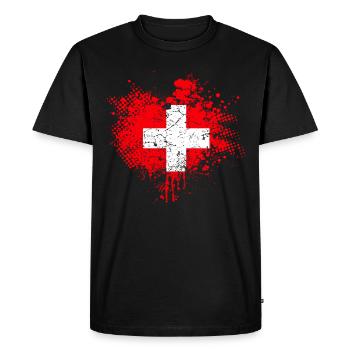 Suisse Drapeau - T-shirt Premium bio Homme - noir - Devant - Nico (187cm)