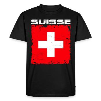 Suisse Fan - T-shirt Premium bio Homme - noir - Devant - Nico (187cm)