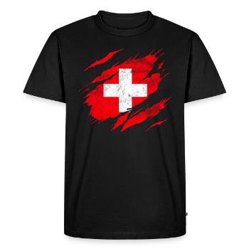 Drapeau suisse - T-shirt Premium bio Homme - noir - Devant - Nico (187cm)