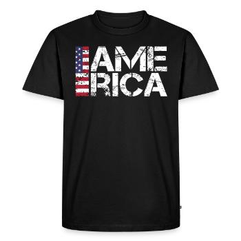 Les fans de l’Amérique - T-shirt Premium bio Homme - noir - Devant - Nico (187cm)