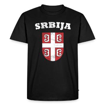 Serbie Armoiries - T-shirt Premium bio Homme - noir - Devant - Nico (187cm)