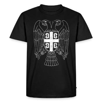 Serbia Eagle Coat of Arms - Men's Premium Organic T-Shirt - black - Front - Nico (187cm)