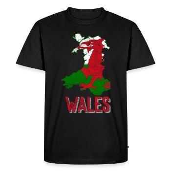 Pays de Galles - T-shirt Premium bio Homme - noir - Devant - Nico (187cm)