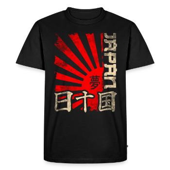 Japon Drapeau Soleil Caractères japonais - T-shirt Premium bio Homme - noir - Devant - Nico (187cm)