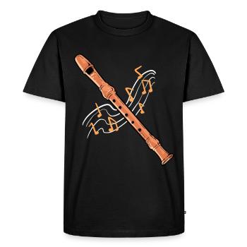 Flûte Flûte à bec Partitions Flûte Vintage - T-shirt Premium bio Homme - noir - Devant - Nico (187cm)