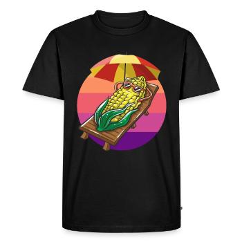 Funny corn cob with sunglasses corn sun - Men's Premium Organic T-Shirt - black - Front - Nico (187cm)