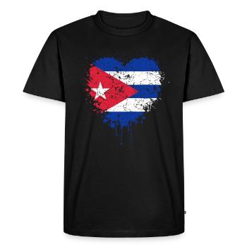 Cuba Flag - Men's Premium Organic T-Shirt - black - Front - Nico (187cm)