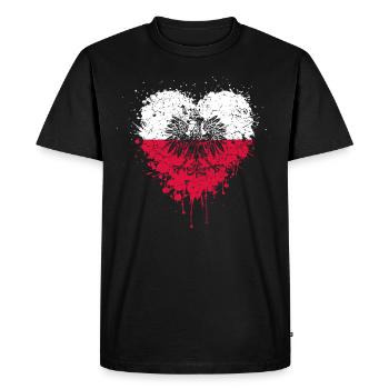 Poland flag & eagle coat of arms - Men's Premium Organic T-Shirt - black - Front - Nico (187cm)