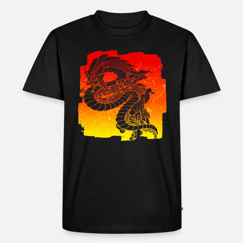Drache - Männer Premium Bio T-Shirt - Schwarz