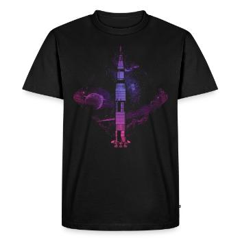 Saturn V Rakete - Männer Premium Bio T-Shirt - Schwarz - Vorne - Nico (187cm)