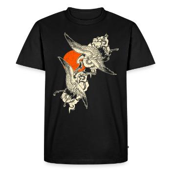 Grues - Art japonais - T-shirt Premium bio Homme - noir - Devant - Nico (187cm)