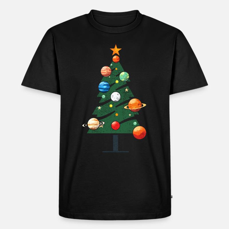 Christmas tree with planets - Men's Premium Organic T-Shirt - black
