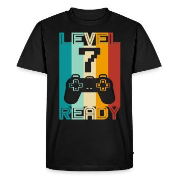7th Birthday and 7th Anniversary Gaming Design - Men's Premium Organic T-Shirt - black - Front - Nico (187cm)