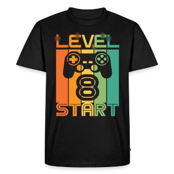 8th Birthday Level 8 Start Video Game Design - Men's Premium Organic T-Shirt - black - Front - Nico (187cm)
