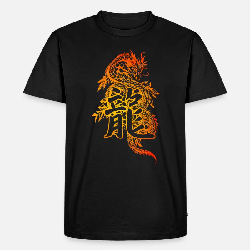 Drache mit chinesischen Schriftzeichen - Männer Premium Bio T-Shirt - Schwarz