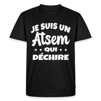 Homme Je Suis Un Atsem Qui Déchire Humour Drôle - T-shirt Premium bio Homme - noir - Devant - Nico (187cm)