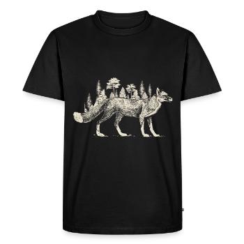 Fox Forest Silhouette Hiking Nature Animal - Men's Premium Organic T-Shirt - black - Front - Nico (187cm)