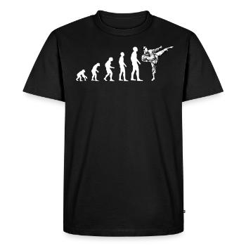 Evolution Taekwondo, karate in white - Men's Premium Organic T-Shirt - black - Front - Nico (187cm)
