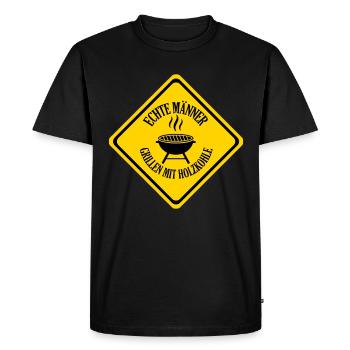 Echte Männer Grillen Mit Holzkohle - Männer Premium Bio T-Shirt - Schwarz - Vorne - Nico (187cm)