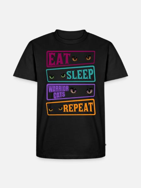 Spis Sleep Cat Cat Gentag Warrior Cat-katte - Herre Premium økologisk T-shirt - sort