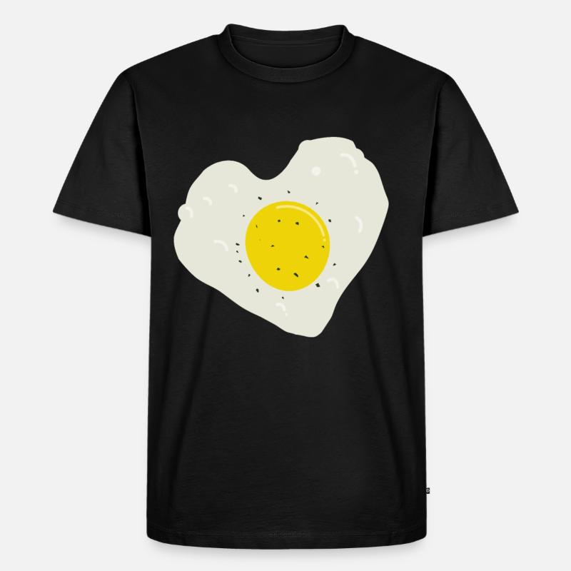 Spiegelei Herz - Männer Premium Bio T-Shirt - Schwarz