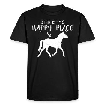 C'est mon endroit heureux - T-shirt Premium bio Homme - noir - Devant - Nico (187cm)