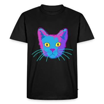 Chat, minou, animal, drôle, humour, animal, Fellnase - T-shirt Premium bio Homme - noir - Devant - Nico (187cm)