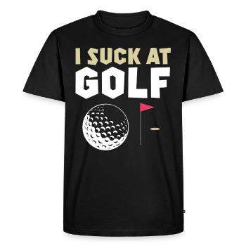 Je suce au golf - T-shirt Premium bio Homme - noir - Devant - Nico (187cm)