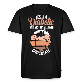 Diabetic eating chocolate - Men's Premium Organic T-Shirt - black - Front - Nico (187cm)
