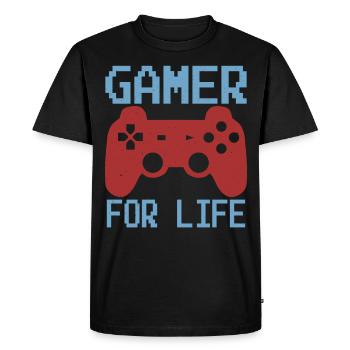 Joueur pour la vie - T-shirt Premium bio Homme - noir - Devant - Nico (187cm)