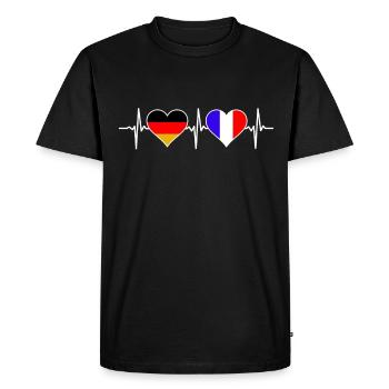 Allemagne France Battement de cœur pour les Français - T-shirt Premium bio Homme - noir - Devant - Nico (187cm)