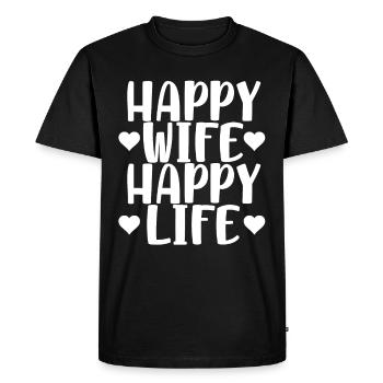 Femme heureuse, vie heureuse - T-shirt Premium bio Homme - noir - Devant - Nico (187cm)