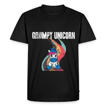 Best-seller de la licorne maléfique | Licorne grincheuse - T-shirt Premium bio Homme - noir - Devant - Nico (187cm)