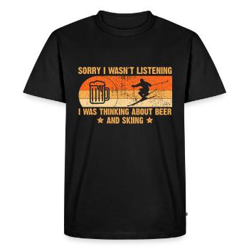 Skiing skiers drink beer après ski - Men's Premium Organic T-Shirt - black - Front - Nico (187cm)