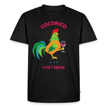 Cocorico c'est l'apéro | apéritif humour drôle - T-shirt Premium bio Homme - noir - Devant - Nico (187cm)