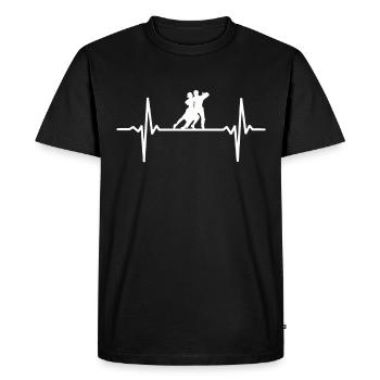 Battements de coeur Dansant Couple - T-shirt Premium bio Homme - noir - Devant - Nico (187cm)