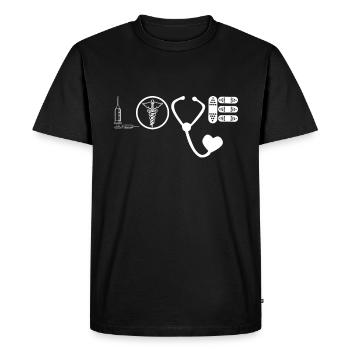 Docteur Docteur Infirmière Assistant médical LOVE - T-shirt Premium bio Homme - noir - Devant - Nico (187cm)