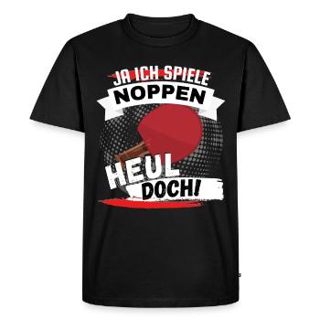TISCHTENNIS NOPPEN SPIELER SPRUCH DESIGN SHIRT - Männer Premium Bio T-Shirt - Schwarz - Vorne - Nico (187cm)