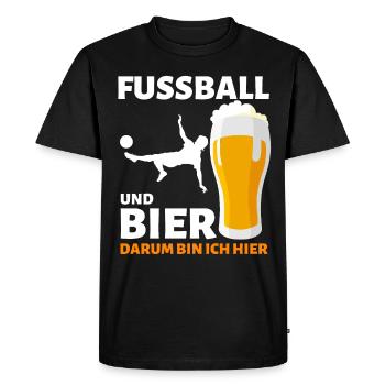 FUSSBALL & BIER !!! LUSTIGER FUBA KREISLIGA SPRUCH - Männer Premium Bio T-Shirt - Schwarz - Vorne - Nico (187cm)