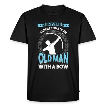 Archer grand-père tir à l’arc avec flèche et arc - T-shirt Premium bio Homme - noir - Devant - Nico (187cm)