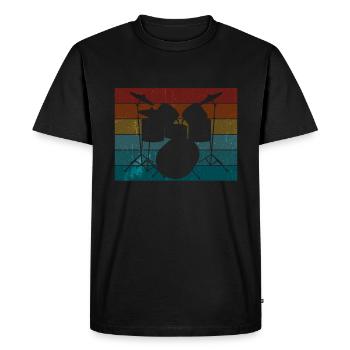 Drums Retro Drummer Vintage - Men's Premium Organic T-Shirt - black - Front - Nico (187cm)