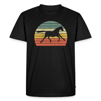 Pony Rétro Cavalier Cheval Cheval Cheval - T-shirt Premium bio Homme - noir - Devant - Nico (187cm)