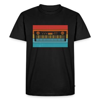 Retro Synthesizer Keyboard Electro Music Producer - Men's Premium Organic T-Shirt - black - Front - Nico (187cm)
